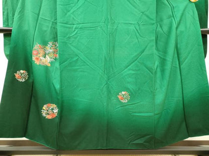 平和屋着物▼中国三大刺繍　スワトウ刺繍　汕頭刺繍　総刺繍　振袖　舞蝶花丸文　暈し染　金銀糸　正絹　逸品　DABH7278fe