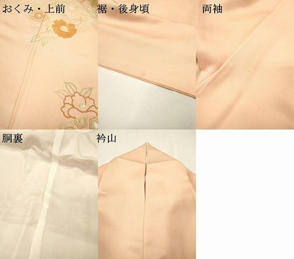 平和屋着物▼中国三大刺繍　相良刺繍　総刺繍　訪問着　地紙重ね椿花文　暈し染　正絹　逸品　DABH7282fe