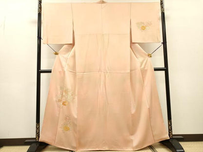 平和屋着物▼中国三大刺繍　相良刺繍　総刺繍　訪問着　地紙重ね椿花文　暈し染　正絹　逸品　DABH7282fe