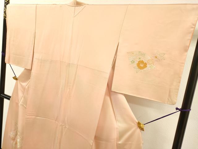 平和屋着物▼中国三大刺繍　相良刺繍　総刺繍　訪問着　地紙重ね椿花文　暈し染　正絹　逸品　DABH7282fe
