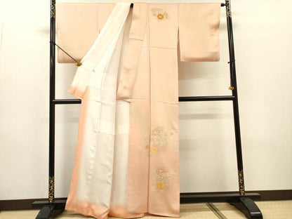 平和屋着物▼中国三大刺繍　相良刺繍　総刺繍　訪問着　地紙重ね椿花文　暈し染　正絹　逸品　DABH7282fe