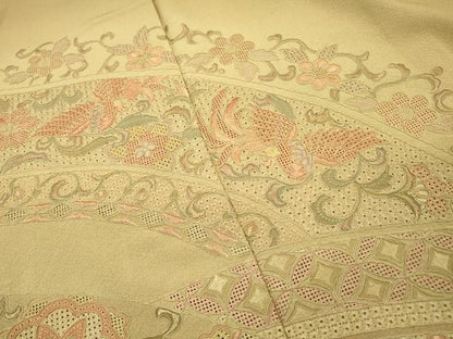 平和屋着物▼中国三大刺繍　スワトウ刺繍　汕頭刺繍　総刺繍　訪問着　鳳凰花唐草文　暈し染　正絹　逸品　DABH7284fe