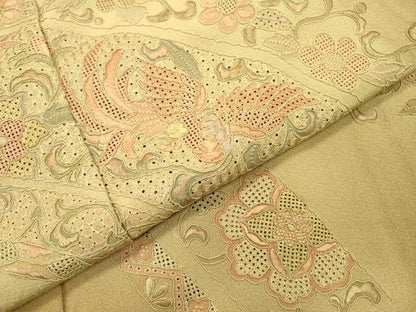 平和屋着物▼中国三大刺繍　スワトウ刺繍　汕頭刺繍　総刺繍　訪問着　鳳凰花唐草文　暈し染　正絹　逸品　DABH7284fe