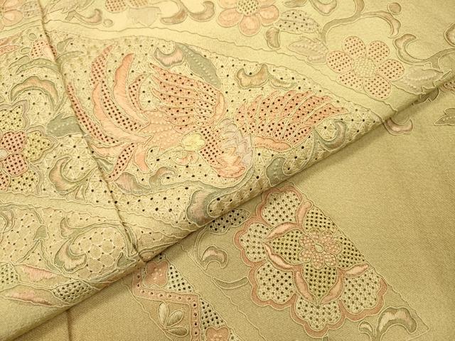 平和屋着物▼中国三大刺繍　スワトウ刺繍　汕頭刺繍　総刺繍　訪問着　鳳凰花唐草文　暈し染　正絹　逸品　DABH7284fe