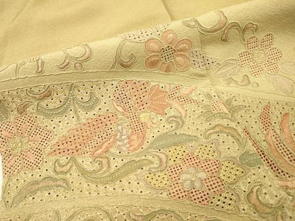 平和屋着物▼中国三大刺繍　スワトウ刺繍　汕頭刺繍　総刺繍　訪問着　鳳凰花唐草文　暈し染　正絹　逸品　DABH7284fe