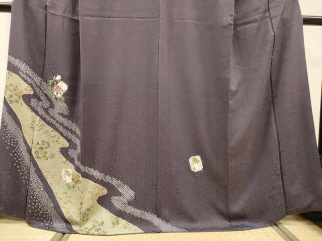 平和屋着物▼訪問着　刺繍　絞り　流水色紙花文　金彩　正絹　逸品　DABH7287fe