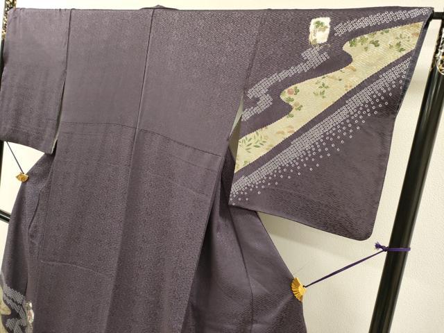 平和屋着物▼訪問着　刺繍　絞り　流水色紙花文　金彩　正絹　逸品　DABH7287fe