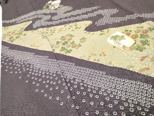 平和屋着物▼訪問着　刺繍　絞り　流水色紙花文　金彩　正絹　逸品　DABH7287fe