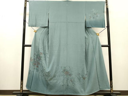 平和屋着物▼中国三大刺繍　スワトウ刺繍　汕頭刺繍　総刺繍　訪問着　片輪車草花文　暈し染　正絹　逸品　DABH7292fe