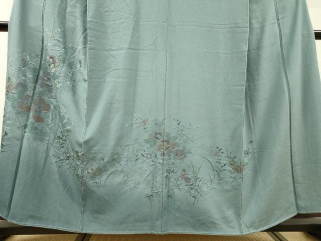 平和屋着物▼中国三大刺繍　スワトウ刺繍　汕頭刺繍　総刺繍　訪問着　片輪車草花文　暈し染　正絹　逸品　DABH7292fe