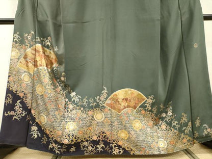 平和屋着物▼TOKI志すい キモノモードオリジナルブランド　色留袖　地紙人物花唐草文　暈し染　金銀彩　正絹　逸品　DABH7294fe