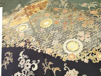 平和屋着物▼TOKI志すい キモノモードオリジナルブランド　色留袖　地紙人物花唐草文　暈し染　金銀彩　正絹　逸品　DABH7294fe