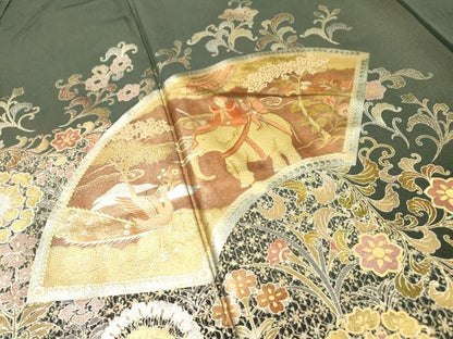 平和屋着物▼TOKI志すい キモノモードオリジナルブランド　色留袖　地紙人物花唐草文　暈し染　金銀彩　正絹　逸品　DABH7294fe