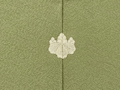 平和屋着物▼中国三大刺繍　スワトウ刺繍　汕頭刺繍　総刺繍　無地絵羽訪問着　流水花文　山葵色　正絹　逸品　DABH7295fe