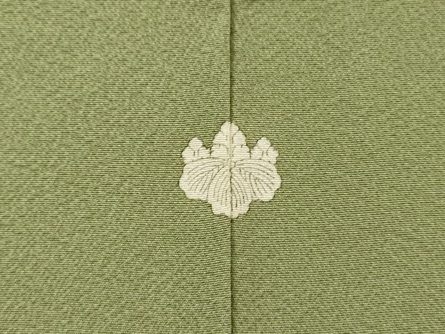 平和屋着物▼中国三大刺繍　スワトウ刺繍　汕頭刺繍　総刺繍　無地絵羽訪問着　流水花文　山葵色　正絹　逸品　DABH7295fe