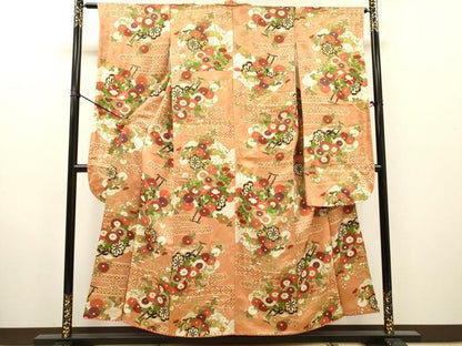 平和屋着物▼豪華振袖　花車　金彩　金通し地　正絹　逸品　DABH7300fe