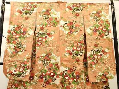平和屋着物▼豪華振袖　花車　金彩　金通し地　正絹　逸品　DABH7300fe