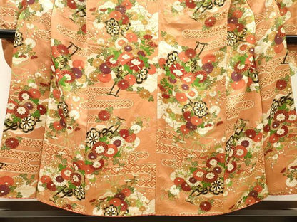 平和屋着物▼豪華振袖　花車　金彩　金通し地　正絹　逸品　DABH7300fe