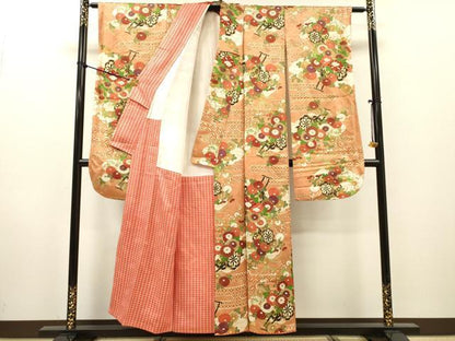 平和屋着物▼豪華振袖　花車　金彩　金通し地　正絹　逸品　DABH7300fe