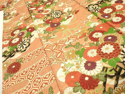 平和屋着物▼豪華振袖　花車　金彩　金通し地　正絹　逸品　DABH7300fe