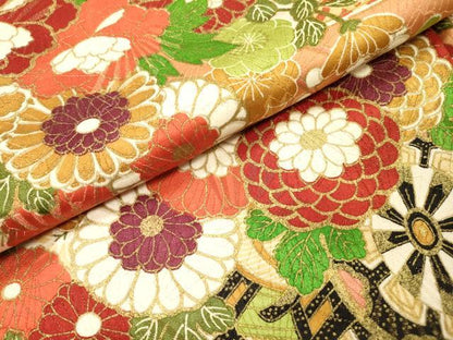 平和屋着物▼豪華振袖　花車　金彩　金通し地　正絹　逸品　DABH7300fe