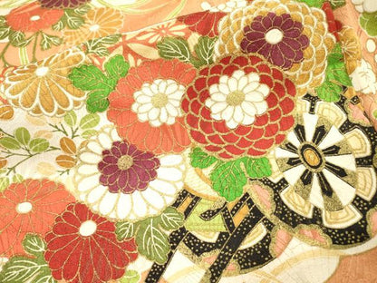 平和屋着物▼豪華振袖　花車　金彩　金通し地　正絹　逸品　DABH7300fe