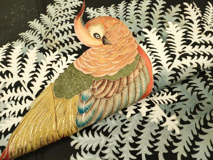 平和屋着物▼豪華黒留袖　刺繍　草葉鳥文　金銀糸　正絹　逸品　DABH7304fe