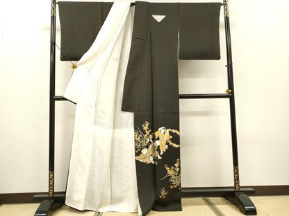 平和屋着物▼豪華黒留袖　螺鈿　作家物　手描き　童子遊び　金銀彩　正絹　逸品　DABH7306fe