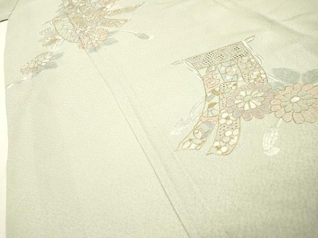 平和屋着物▼中国三大刺繍　スワトウ刺繍　汕頭刺繍　相良刺繍　総刺繍　訪問着　几帳花文　金糸　正絹　逸品　DABH7307fe