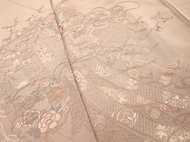 平和屋着物▼中国三大刺繍　スワトウ刺繍　汕頭刺繍　総刺繍　訪問着　几帳雪輪飛鶴花文　正絹　逸品　DABH7312fe