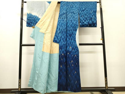 平和屋着物▼訪問着　作家物　刺繍　樹林文　暈し染　金糸　正絹　逸品　DABH7315fe