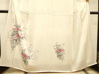平和屋着物▼訪問着　手描き　枝花　正絹　逸品　DABH7316fe