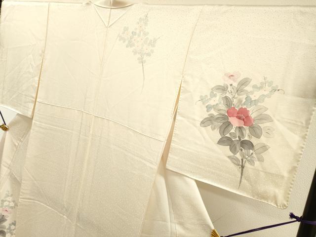 平和屋着物▼訪問着　手描き　枝花　正絹　逸品　DABH7316fe