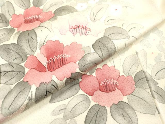 平和屋着物▼訪問着　手描き　枝花　正絹　逸品　DABH7316fe