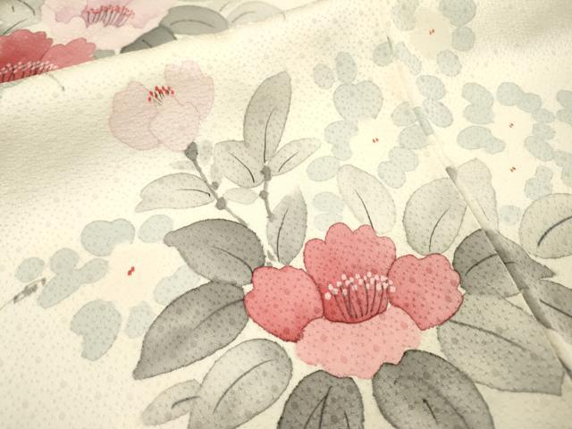 平和屋着物▼訪問着　手描き　枝花　正絹　逸品　DABH7316fe