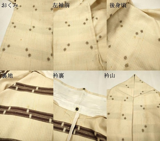 平和屋着物▽上質な紬　単衣　丸文　正絹　逸品　DABH7319fe