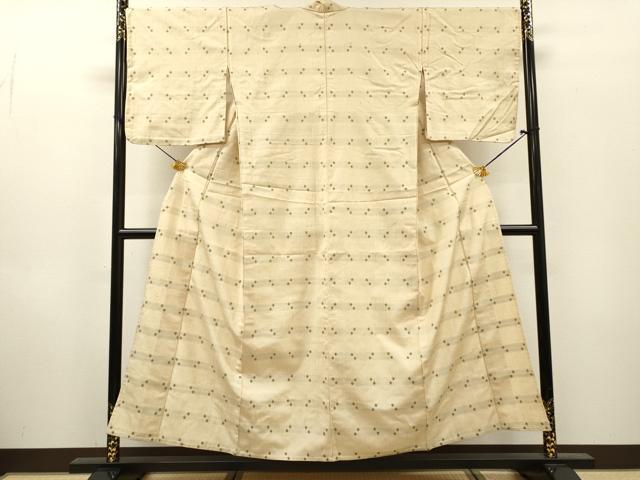 平和屋着物▽上質な紬　単衣　丸文　正絹　逸品　DABH7319fe