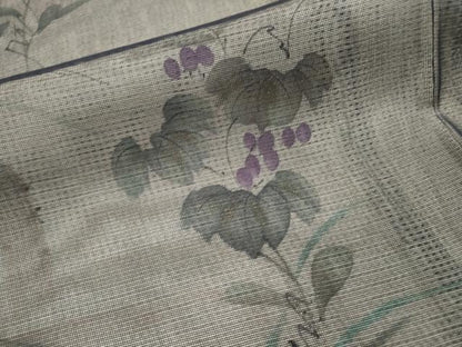 平和屋着物▽訪問着　無双　紗袷　紗×絽　手描き　南天文　白鷺　金彩　ロング丈　正絹　逸品　DABH7321fe
