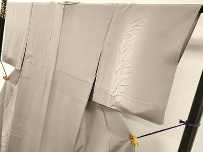 平和屋着物▽訪問着　単衣　駒刺繍　草葉丸文　暈し染　金彩　正絹　逸品　DABH7324fe