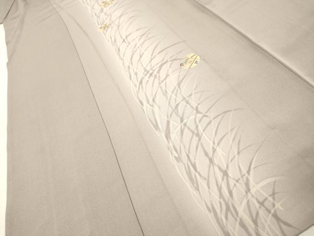 平和屋着物▽訪問着　単衣　駒刺繍　草葉丸文　暈し染　金彩　正絹　逸品　DABH7324fe