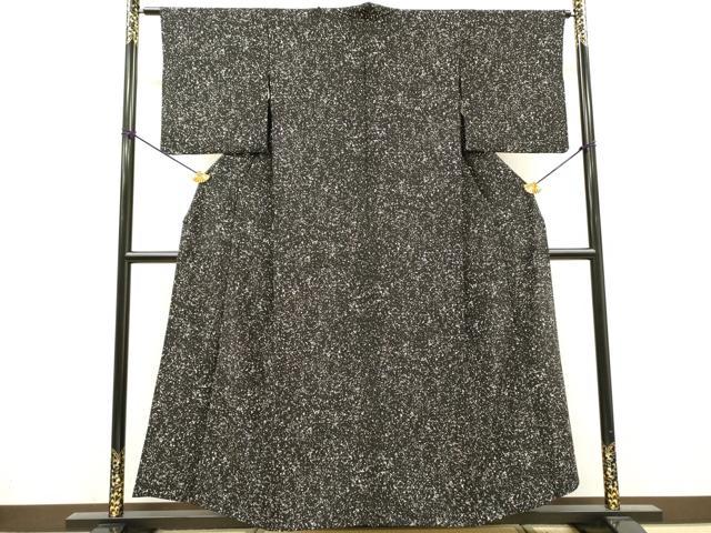 平和屋着物▽上質な小紋　単衣　霞文　黒地　正絹　逸品　DABH7330fe