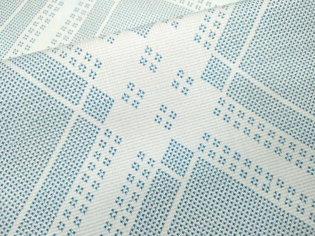 平和屋着物▽本場大島紬　白大島　単衣　7マルキ　菱文　正絹　逸品　DABH7334fe