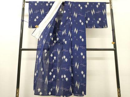 平和屋着物▽本場琉球絣　綿琉球　単衣　綿　逸品　DABH7335fe