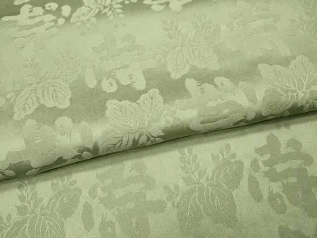 平和屋着物▽上質な色無地　単衣　寿字桐地紋　山葵色　正絹　逸品　DABH7339fe