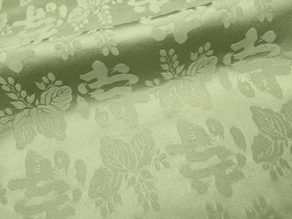 平和屋着物▽上質な色無地　単衣　寿字桐地紋　山葵色　正絹　逸品　DABH7339fe