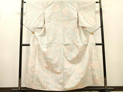 平和屋着物▽上質な紬　単衣　蔦の葉文　正絹　逸品　DABH7343fe