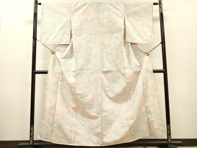 平和屋着物▽上質な紬　単衣　蔦の葉文　正絹　逸品　DABH7343fe