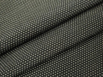 平和屋着物▽本塩沢　単衣　蚊絣　黒地　ロング丈　正絹　逸品　DABH7344fe