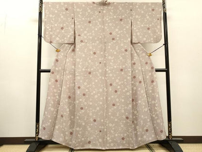 平和屋着物▽上質な小紋　単衣　花唐草文　正絹　逸品　DABH7345fe