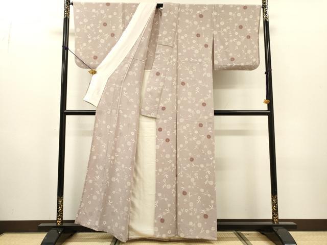 平和屋着物▽上質な小紋　単衣　花唐草文　正絹　逸品　DABH7345fe